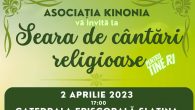 KINONIA: Seara de cântări religioase pentru adolescenți la Catedrala Episcopală Duminică, 2 aprilie 2023, va avea loc Seara de cântări religioase pentru tineri, organizată de Asociația “Kinonia” din Slatina. Evenimentul […]