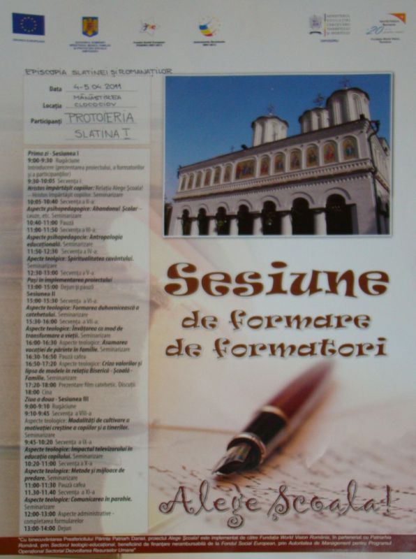 În cadrul Proiectului “Alege Şcoala!”, în zilele de 12-13 martie a.c., la Mănăstirea Brâncoveni, va avea loc cea de a IV-a sesiune de instruire de formatori desfăşurată în Eparhia noastră, sesiune […]